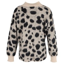 Hugo Boss Pull Fellyna Jacquard Animal Print en Nylon Beige et Noir Beige