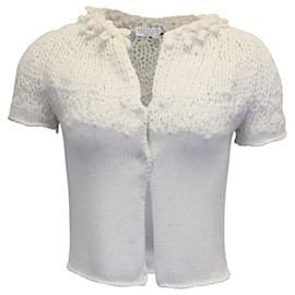 Brunello Cucinelli-Brunello Cucinelli Crochet Knit Cardigan in White Cotton-White