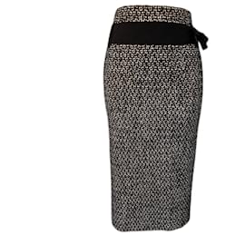 Escada-Escada Jupe crayon en tweed et laine mélangées noires pour femmes Business Office UK 10 US 6 UE 38-Noir
