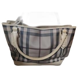 Burberry-burberry medium tote bag smoked check sku 45136-Beige