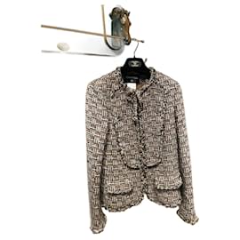 Louis Vuitton Lurex Tweed Frill Sleeve Jacket IVORY. Size 36