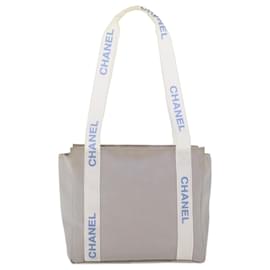 Chanel-CHANEL Tote Bag Nylon Gray CC Auth bs5782-Grey