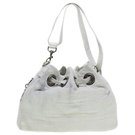 Christian Dior-Christian Dior Lady Dior Canage Shoulder Bag Lamb Skin White Auth bs5872-White