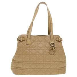Christian Dior-Christian Dior Lady Dior Canage Tote Bag Toile Enduite Beige Auth bs5870-Beige