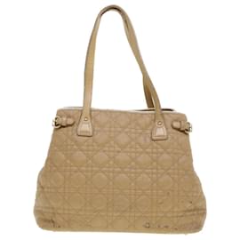Christian Dior-Christian Dior Lady Dior Canage Tote Bag Toile Enduite Beige Auth bs5870-Beige