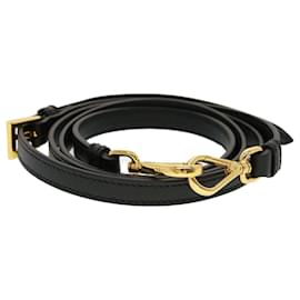 Prada-PRADA Safiano Leather Shoulder Strap 47.2""-51.2"" Black Gold Auth am4487-Black,Golden