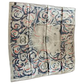 Chanel-Schal mit Bärenkopf-Print von Chanel-Weiß,Rot,Blau