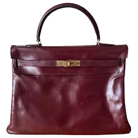 Hermès-✨ Hermès Kelly bag 35cm Burgundy Vintage Leather-Dark red