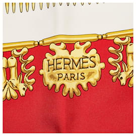 Hermès-Hermes Red Les Cavaliers d'Or Silk Scarf-Red
