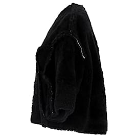Rick Owens-Rick Owens Legaspi Cropped Jacket in Black Shearling-Black