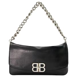 Balenciaga-Bb Soft Flap Bag - Balenciaga - Leather - Black-Black