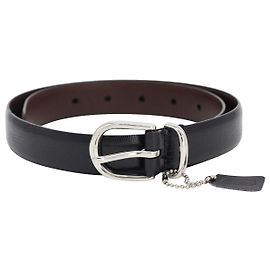 Coach Thin Buckle Belt in Black Leather Black