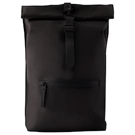Rains-Rolltop Rucksack Backpack - Rains - Synthetic - Black-Black