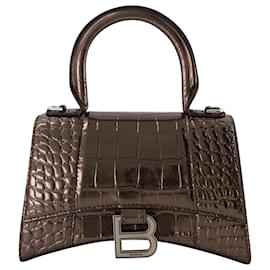 Balenciaga-Bolsa Ampulheta XS - Balenciaga - Couro - Bronze Escuro-Metálico