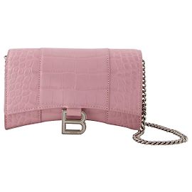 Carteira Ampulheta com Corrente - Balenciaga - Couro - Rosa Pó Rosa