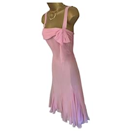 Autre Marque-Paule Vasseur Rose Pink Silk Occasion Dress UK 8/10 US 4/6-Pink