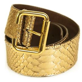 Chloé Chloe Woman's Gold Python Leather Gold Tone HW Waist BELT Size 80 Golden