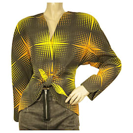 Thierry Mugler-Vintage Thierry Mugler Amarillo Marrón Cintura ajustada Hombros acolchados Tamaño de la chaqueta 40-Multicolor