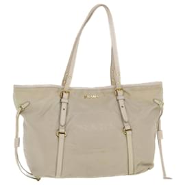 Prada-PRADA Tote Bag Nylon Beige Auth 44395-Beige