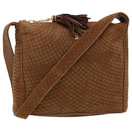 Bally-BALLY Sac à bandoulière matelassé à franges en daim marron Auth bs5808-Marron