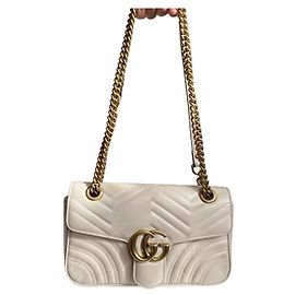Bolsa de ombro Gucci GG Marmont em couro branco Branco