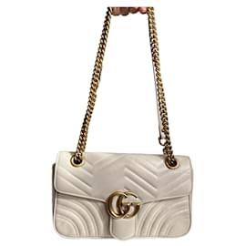 Gucci-bolsa con solapa GG Marmont-Blanco