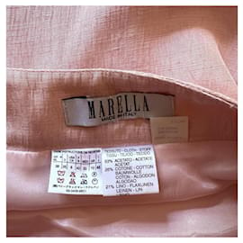 Marella-Marella by Max Mara Saia lápis texturizada rosa bebê mistura de linho Reino Unido 10 US 6 eu 38-Rosa