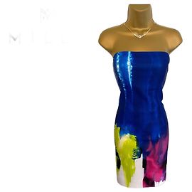 MILLY New York Multicoloured Strapless Bodycon Summer Dress US 8 UK 12 EU 40 Multiple colors
