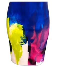 Milly-MILLY New York Multicoloured Strapless Bodycon Summer Dress US 8 UK 12 EU 40-Multiple colors