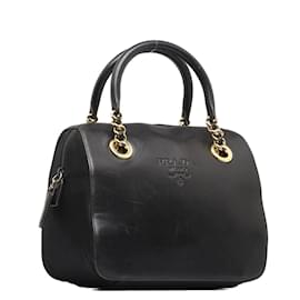 Prada-Nappa Leather Handbag-Black