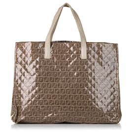 Fendi-Fendi Brown Zucchino Glazed Tote-Brown