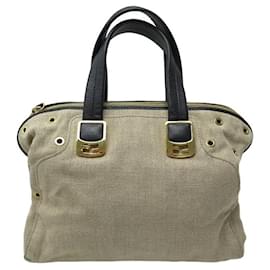 Fendi-FENDI CHAMELEON SMALL HANDBAG 8BL114 BEIGE CANVAS HAND BAG PURSE-Beige
