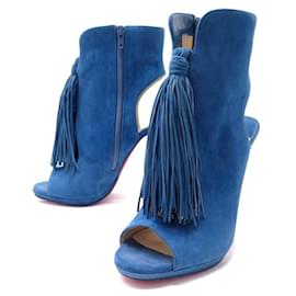 Christian Louboutin-NEW CHRISTIAN LOUBOUTIN OTOKA BOOTS SHOES 120 39 SUEDE PUMPS BOOTS-Blue