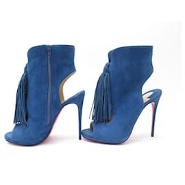 Christian Louboutin-NUOVE SCARPE STIVALI OTOKA CHRISTIAN LOUBOUTIN 120 39 STIVALI CON POMPA IN CAMOSCIO-Blu