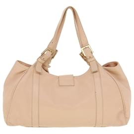 Fendi-FENDI Buckle Tote Bag Leather Pink Auth tb663-Pink