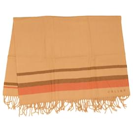 Céline-CELINE Scarf Wool Beige Red FIT6003813 auth 43803-Red,Beige