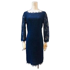 Diane Von Furstenberg-DvF Zarita Vestido largo de encaje azul noche-Azul marino,Azul oscuro