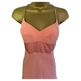 Georges Rech-Georges Rech Synonyme Peach Diamante Straps Fit & Flare Dress Reino Unido 12 US 8 UE 40-Melocotón