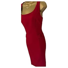 Autre Marque-James Lakeland Dunkelrotes ärmelloses Bleistiftkleid für Damen, Büro Großbritannien 10-Rot