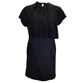 Robe Ellery noire froncée à manches courtes en crêpe et satin de soie Noir