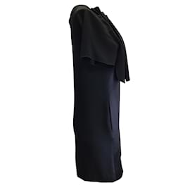 Ellery-Vestido negro fruncido de satén de seda y crepé de manga corta de Ellery-Negro