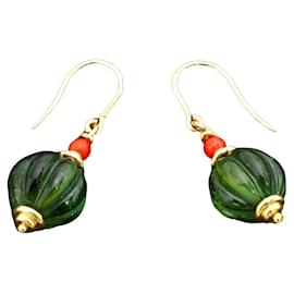 Bulgari-***Pendientes de gancho Bvlgari Gold Coral Tourmaline-Multicolor,Verde,Gold hardware