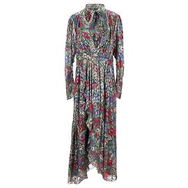 Isabel Marant Vestido Midi Floral Nalisma em Seda Multicolor Multicor