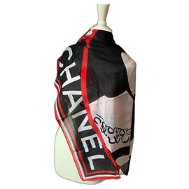Chanel Coco Sarong schwarz weiß rot Baumwolle Schwarz Weiß Rot