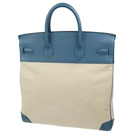 Hermès-Hermes Brown Canvas HAC Birkin 40-Brown,Blue,Beige