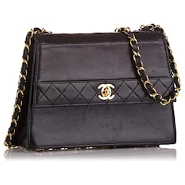 Chanel-Chanel Black Timeless CC Lambskin Leather Flap Bag-Black