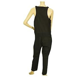 Autre Marque-Crossley Black Sleeveless Jumpsuit Pants Cotton Overall Trousers sz S-Black