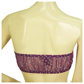 Etro-ETRO sin mangas 100% Top corto de seda Bandeau transparente tamaño 42-Púrpura