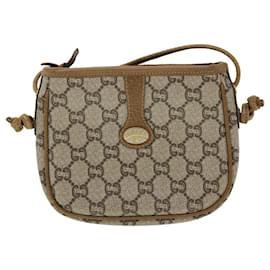 Gucci-GUCCI GG Plus Canvas Shoulder Bag PVC Leather Beige Auth th3722-Beige