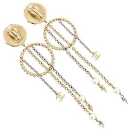 Chanel-* Brincos Chanel Cocomark Chain Swing-Prata,Dourado